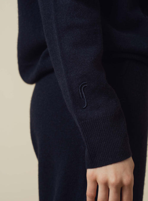 Kristin Knitted Cashmere Hoodie Navy