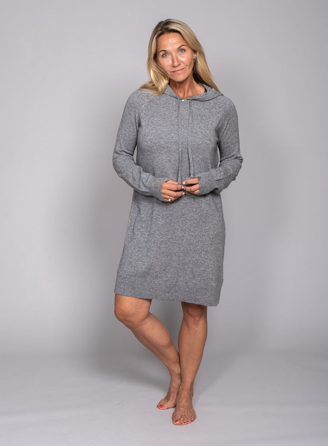 Kristin Hooded Cashmere Dress Cloudy grey