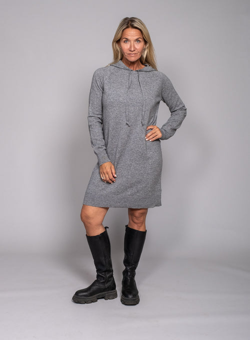Kristin Hooded Cashmere Dress Cloudy grey