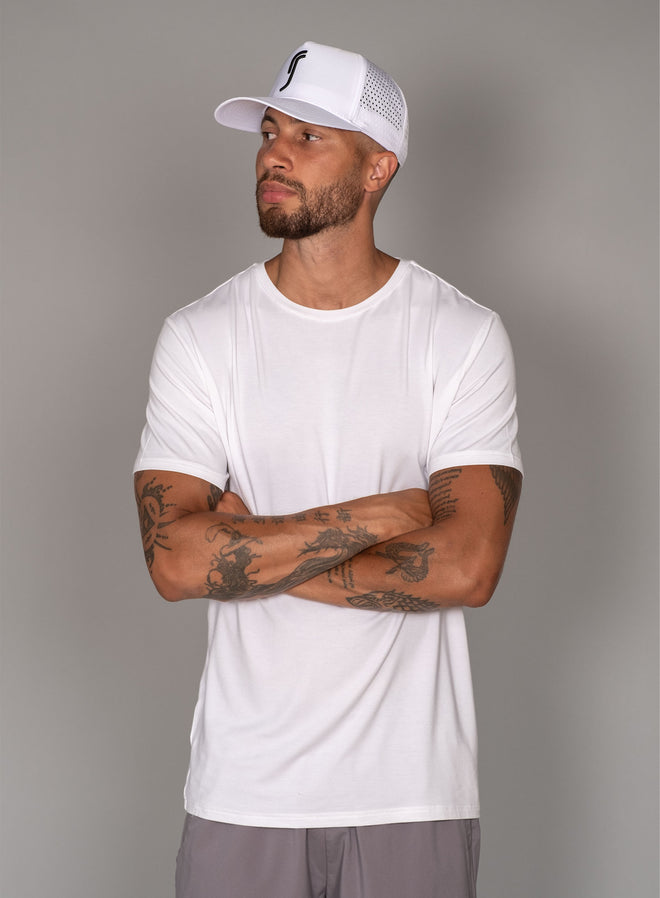 Men's Paris Modal T-shirt - Embroidery White 