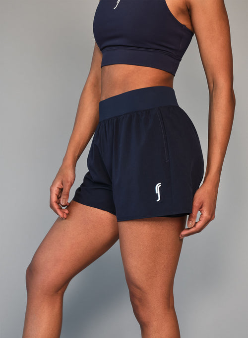 Women's Performance Court Shorts - 2 in 1 with Ball Pockets Navy