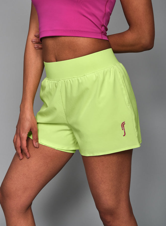 Women's Performance Court Shorts - 2 in 1 with Ball Pockets Sharp green