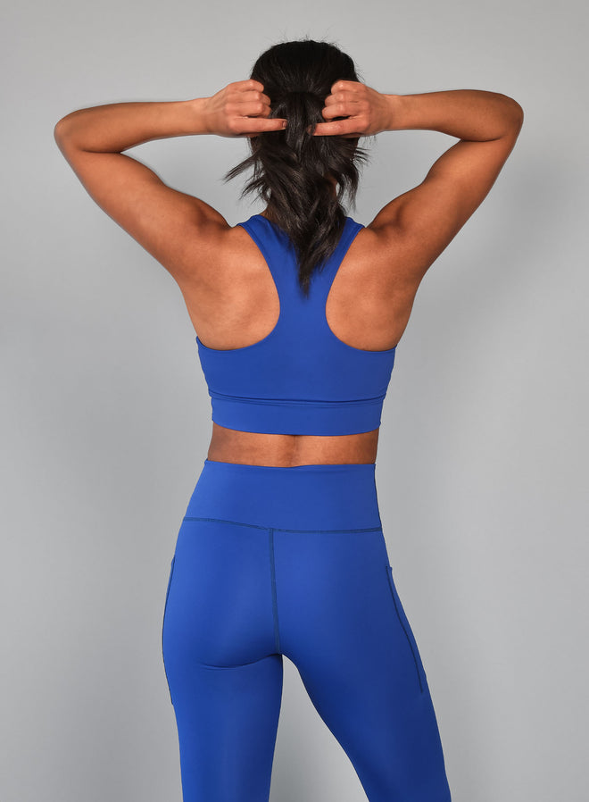 Women's Stretch Tech Sports Bra Logo Striking blue