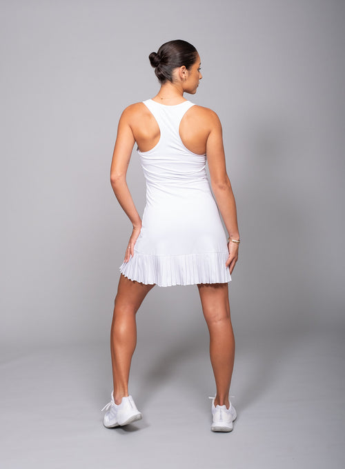 Women's Court Pleated Dress + Inner Shorts White