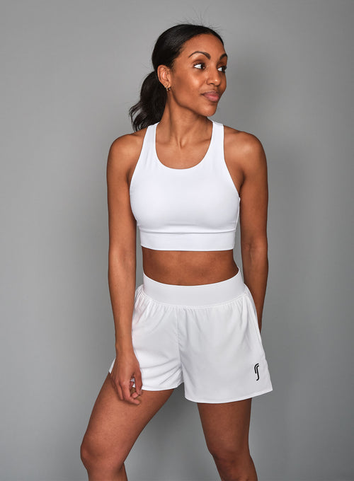 Women's Performance Court Shorts - 2 in 1 with Ball Pockets White