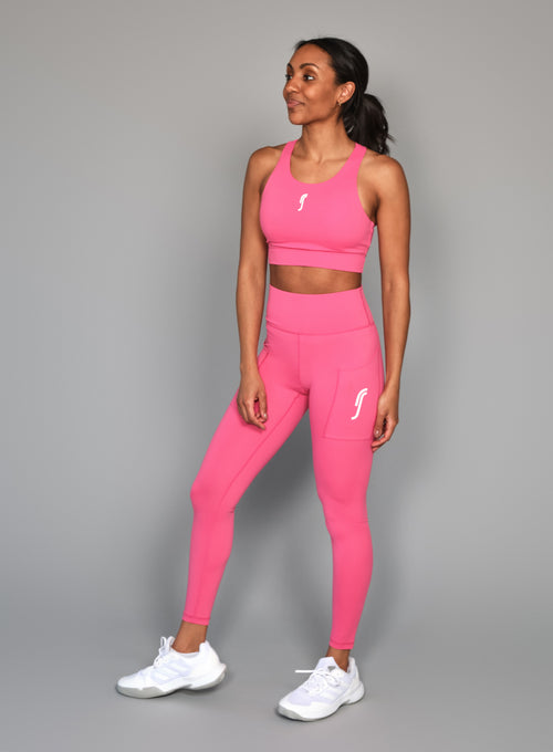 Women's Stretch Tech Sports Bra Logo  hot pink