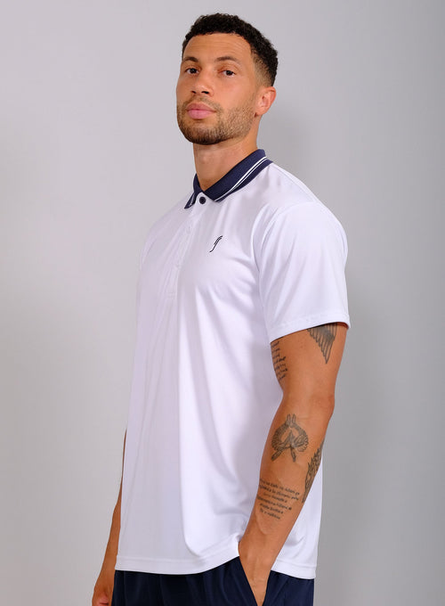 Men's Performance Court Polo - Striped Collar