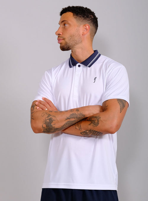 Men's Performance Court Polo - Striped Collar