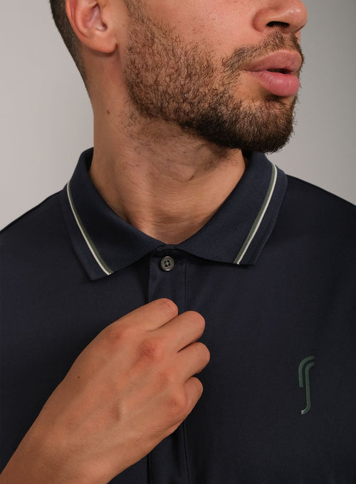 Men's Performance Court Polo - Striped Collar