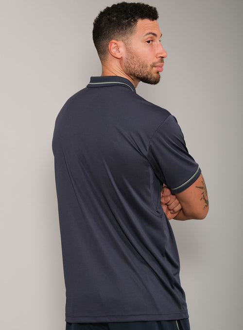 Men's Performance Court Polo - Striped Collar