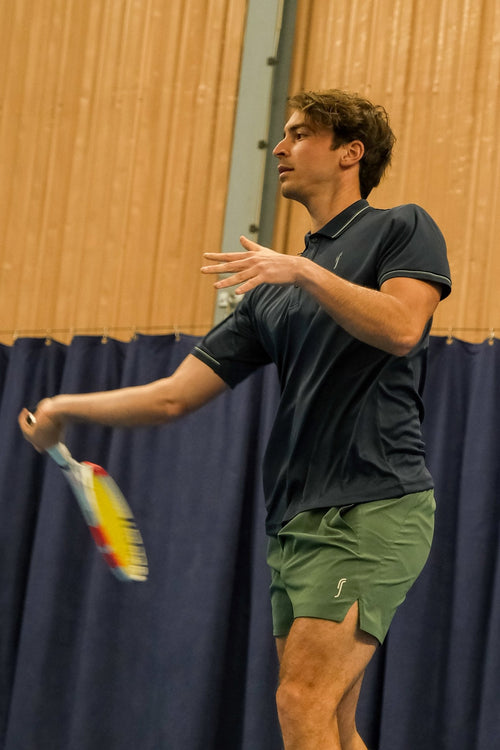 Men's Performance Court Polo - Striped Collar