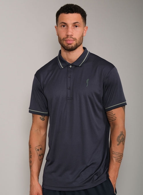 Men's Performance Court Polo - Striped Collar