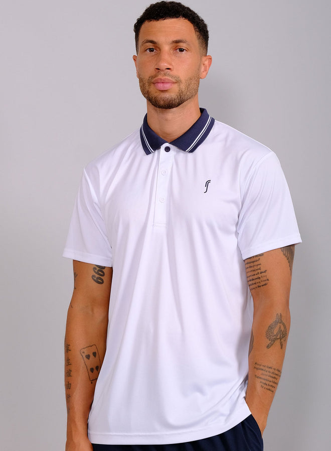 Men's Performance Court Polo - Striped Collar