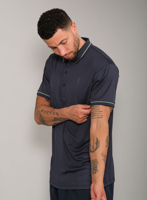 Men's Performance Court Polo - Striped Collar
