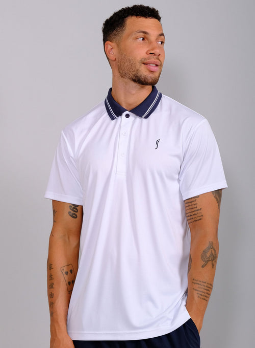 Men's Performance Court Polo - Striped Collar