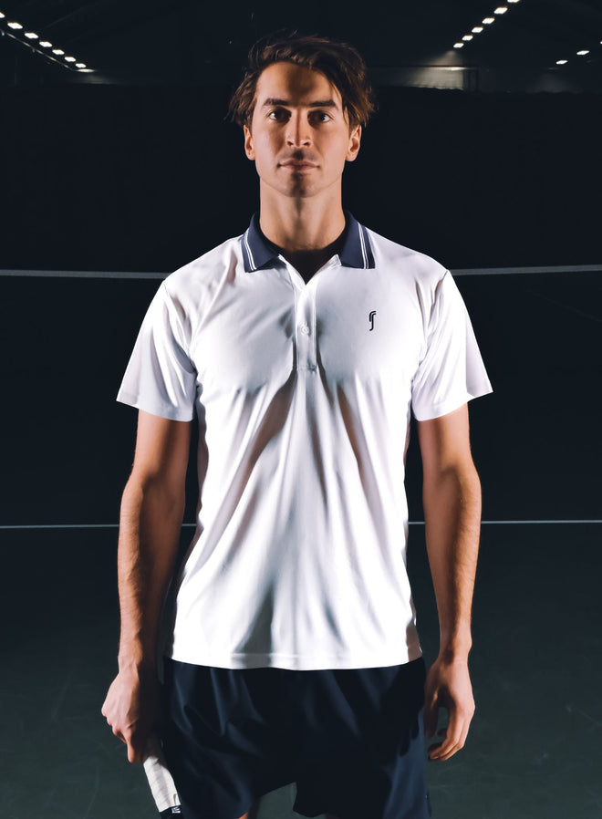 Men's Performance Court Polo - Striped Collar