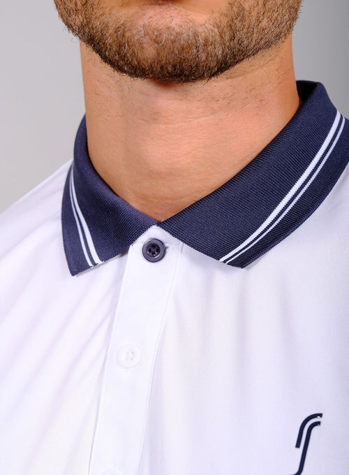 Men's Performance Court Polo - Striped Collar