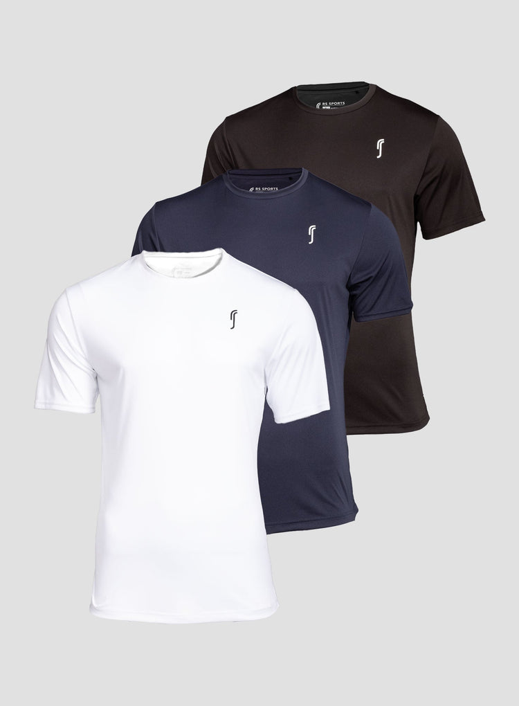 Men's Performance Tee - 3-Pack | Navy, White, Black – RS Sports