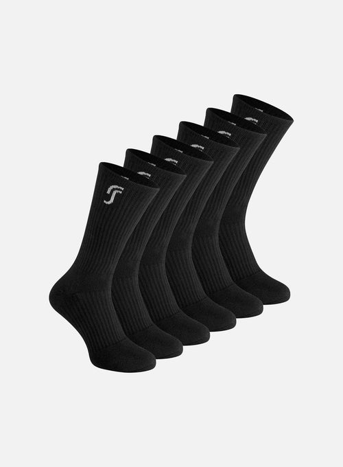 Cushioned Performance Socks 6-Pack Black